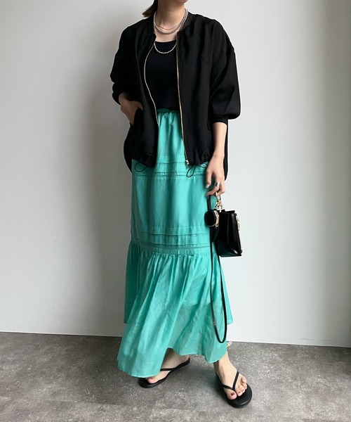 DouDou（ドゥドゥ）の「コットンシルクタックスカート（スカート・レディース・チャコールグレー/スカイブルー/オフホワイト・FREE）」の20枚目の写真