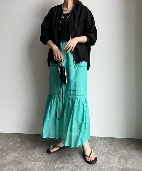 DouDou（ドゥドゥ）の「コットンシルクタックスカート（スカート・レディース・チャコールグレー/スカイブルー/オフホワイト・FREE）」の17枚目の写真