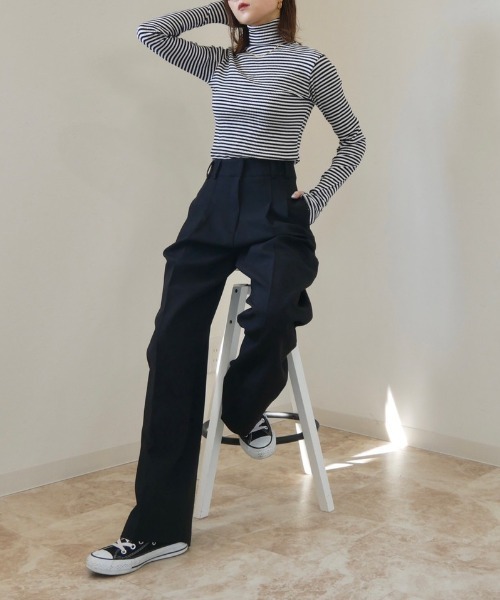 Reurie'(レウリィ)の「ダブルタックスラックス(スラックス・レディース・ブラック/ブラウン・S/M)」の19枚目の写真