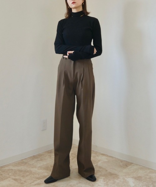 Reurie'(レウリィ)の「ダブルタックスラックス(スラックス・レディース・ブラック/ブラウン・S/M)」の9枚目の写真