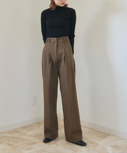 Reurie'(レウリィ)の「ダブルタックスラックス(スラックス・レディース・ブラック/ブラウン・S/M)」の8枚目の写真