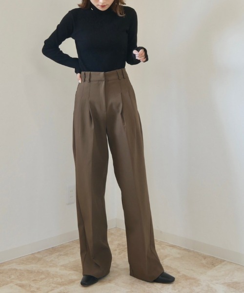 Reurie'(レウリィ)の「ダブルタックスラックス(スラックス・レディース・ブラック/ブラウン・S/M)」の10枚目の写真