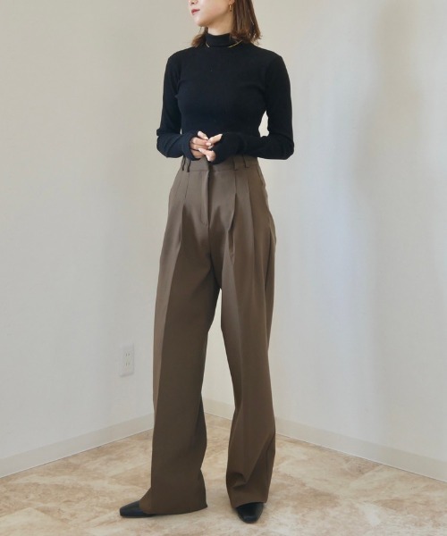 Reurie'(レウリィ)の「ダブルタックスラックス(スラックス・レディース・ブラック/ブラウン・S/M)」の7枚目の写真