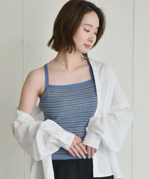 RETRO GIRL（レトロガール）の「マルチボーダーニットキャミ（キャミソール・レディース・ホワイト系その他/ブルー系その他/オレンジ系その他・FREE）」の8枚目の写真