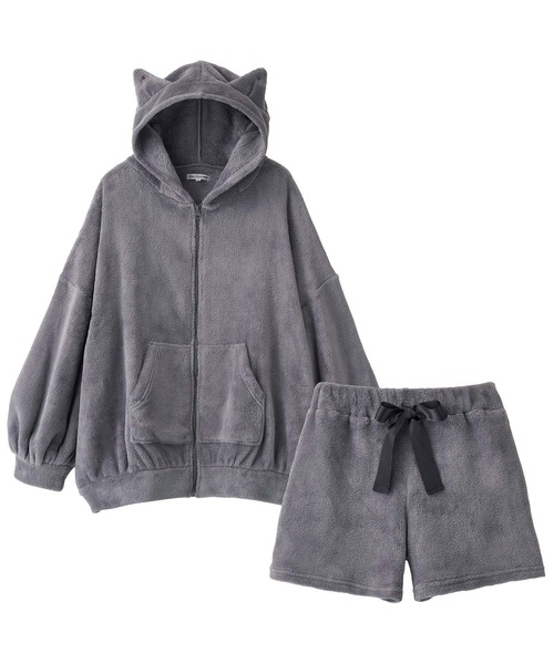 YU'NOW（ユナウ）の「ネコのみみボアパーカールームウェアセット