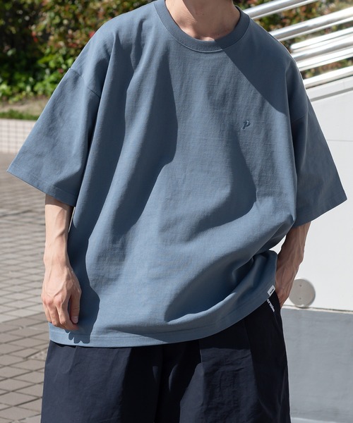 Perushu(ペルーシュ)の「ワンポイントロゴ刺繍Tシャツ(Tシャツ/カットソー・メンズ・オフホワイト/オリーブ/ブルーグレー/グレイッシュベージュ・MEDIUM/LARGE)」の18枚目の写真