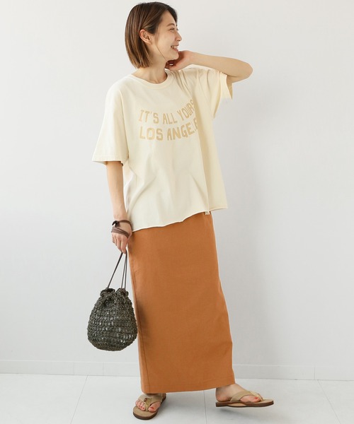 JOURNAL STANDARD relume(ジャーナルスタンダード レリューム)の「ウォッシャブルレーヨンリネンIラインスカート(スカート・レディース・ベージュ/ブラウン・36/38)」の4枚目の写真