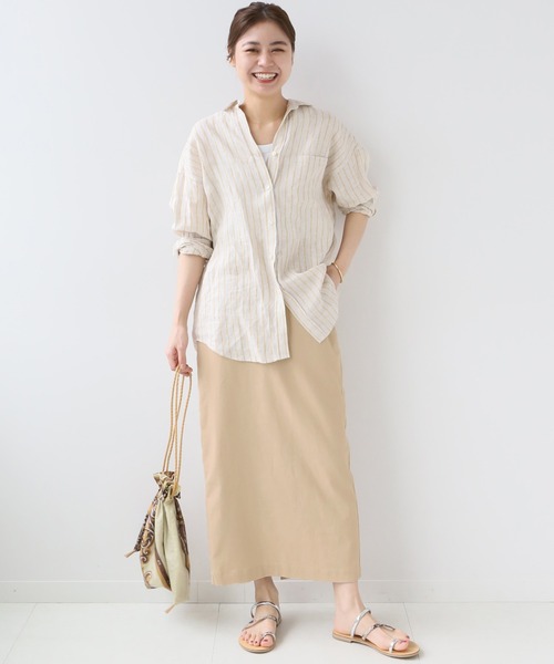 JOURNAL STANDARD relume(ジャーナルスタンダード レリューム)の「ウォッシャブルレーヨンリネンIラインスカート(スカート・レディース・ベージュ/ブラウン・36/38)」の10枚目の写真