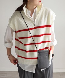 ハーフジップニットベスト