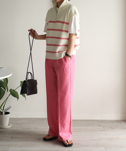 COURO（コウロ）の「ハーフジップニットベスト（ベスト・レディース・レッド/ブルー/ブラック/ピンク/アイボリー系/ホワイト×レッド/ホワイト×ブルー/ホワイト×ピンク・FREE）」の20枚目の写真