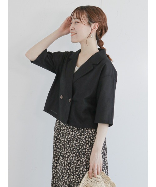 ehka sopo（エヘカソポ）の「テーラードシャツ（セットアップ可）（シャツ/ブラウス・レディース・イエロー/ベージュ/ブラック・ﾌﾘ-）」の12枚目の写真