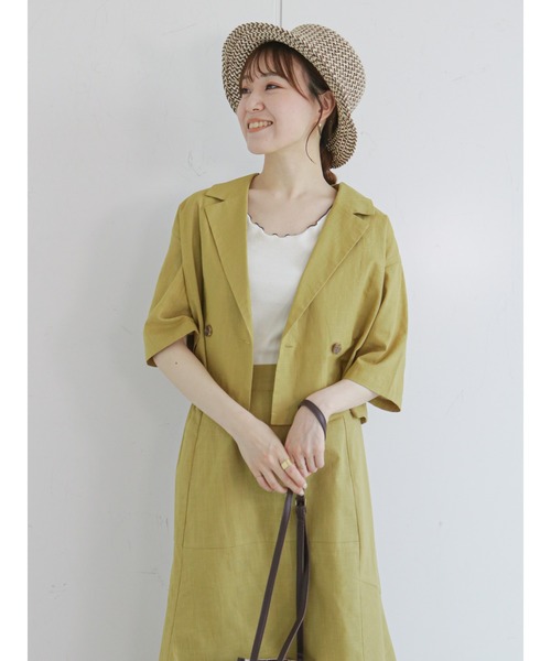 ehka sopo（エヘカソポ）の「テーラードシャツ（セットアップ可）（シャツ/ブラウス・レディース・イエロー/ベージュ/ブラック・ﾌﾘ-）」の21枚目の写真