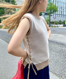 CPCM | サイド編み上げニットノースリ(タンクトップ)