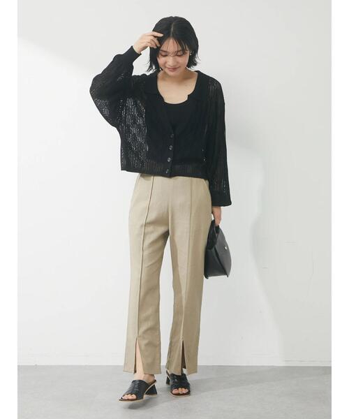 Green　Parks（グリーンパークス）の「すかし柄 襟つきショートカーディガン（カーディガン/ボレロ・レディース・ブラック/グリーン/アイボリー・FREE）」の18枚目の写真