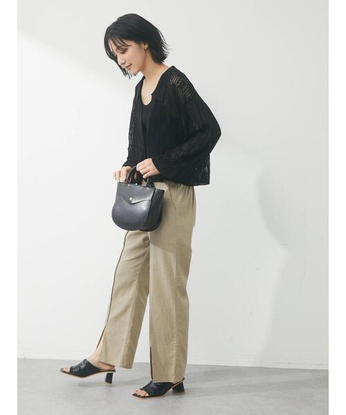 Green　Parks（グリーンパークス）の「すかし柄 襟つきショートカーディガン（カーディガン/ボレロ・レディース・ブラック/グリーン/アイボリー・FREE）」の13枚目の写真