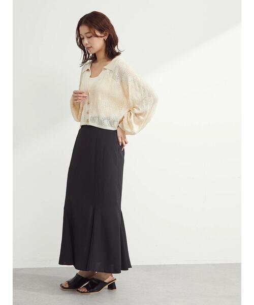 Green　Parks（グリーンパークス）の「すかし柄 襟つきショートカーディガン（カーディガン/ボレロ・レディース・ブラック/グリーン/アイボリー・FREE）」の8枚目の写真