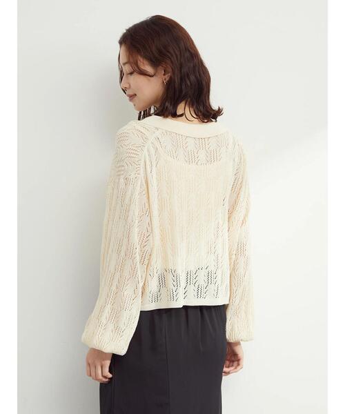 Green　Parks（グリーンパークス）の「すかし柄 襟つきショートカーディガン（カーディガン/ボレロ・レディース・ブラック/グリーン/アイボリー・FREE）」の17枚目の写真