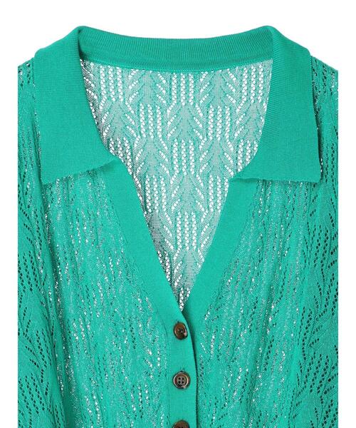 Green　Parks（グリーンパークス）の「すかし柄 襟つきショートカーディガン（カーディガン/ボレロ・レディース・ブラック/グリーン/アイボリー・FREE）」の9枚目の写真