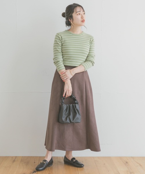 ITEMS URBANRESEARCH（アイテムズ アーバンリサーチ）の「モチモチボーダーニット（ニット/セーター・レディース・ブラック/ブラウン/オフホワイト/カーキ・FREE）」の9枚目の写真