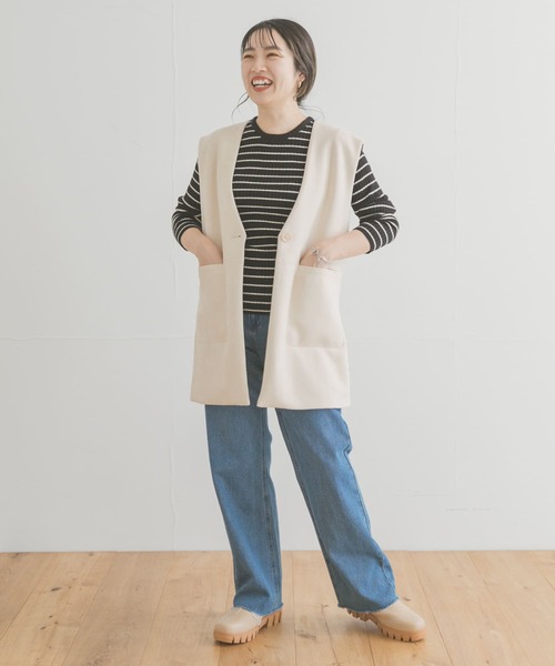 ITEMS URBANRESEARCH（アイテムズ アーバンリサーチ）の「モチモチボーダーニット（ニット/セーター・レディース・ブラック/ブラウン/オフホワイト/カーキ・FREE）」の17枚目の写真