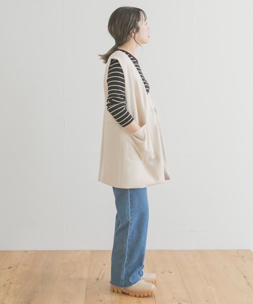 ITEMS URBANRESEARCH（アイテムズ アーバンリサーチ）の「モチモチボーダーニット（ニット/セーター・レディース・ブラック/ブラウン/オフホワイト/カーキ・FREE）」の18枚目の写真