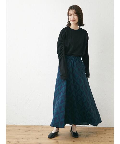 Green Parks(グリーンパークス)の「・ELENCARE DUE ジオメトリックptスカート(スカート・レディース・ブラック/グリーン・FREE)」の20枚目の写真