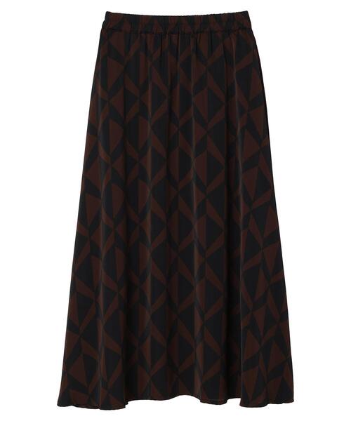 Green Parks(グリーンパークス)の「・ELENCARE DUE ジオメトリックptスカート(スカート・レディース・ブラック/グリーン・FREE)」の4枚目の写真