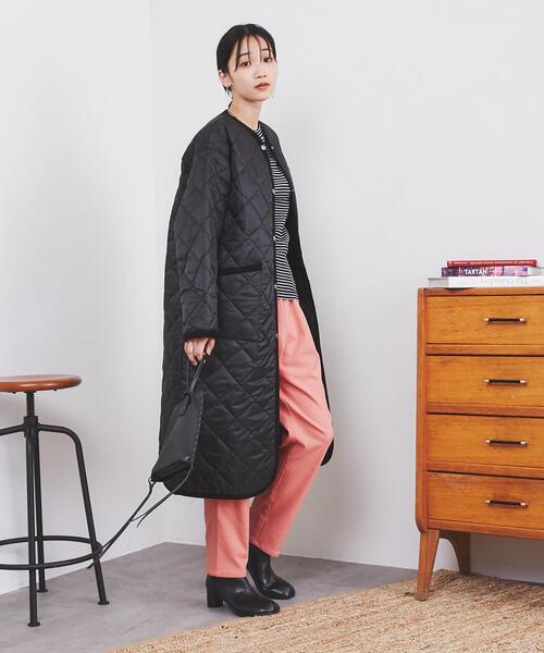 coen（コーエン）の「Bollington（ボリントン）キルティングロングジャケット（ダウンジャケット/コート・レディース・ブラック/オフホワイト・M/L）」の6枚目の写真