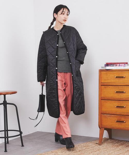 coen（コーエン）の「Bollington（ボリントン）キルティングロングジャケット（ダウンジャケット/コート・レディース・ブラック/オフホワイト・M/L）」の7枚目の写真