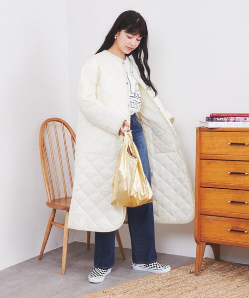 coen（コーエン）の「Bollington（ボリントン）キルティングロングジャケット（ダウンジャケット/コート・レディース・ブラック/オフホワイト・L/M）」の20枚目の写真