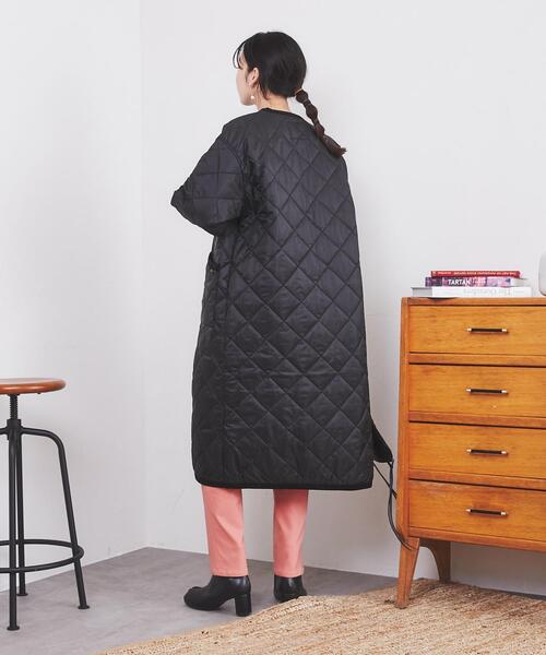 coen（コーエン）の「Bollington（ボリントン）キルティングロングジャケット（ダウンジャケット/コート・レディース・ブラック/オフホワイト・L/M）」の10枚目の写真