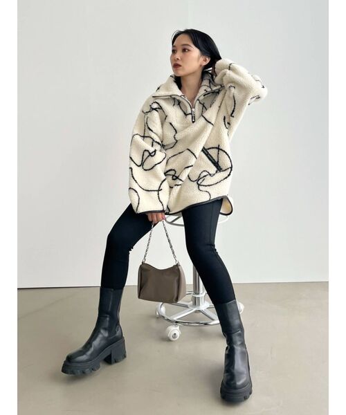 EMODA（エモダ）の「ハーフジップボアプルオーバー（Tシャツ/カットソー・レディース・ブラック/その他・FREE）」の5枚目の写真