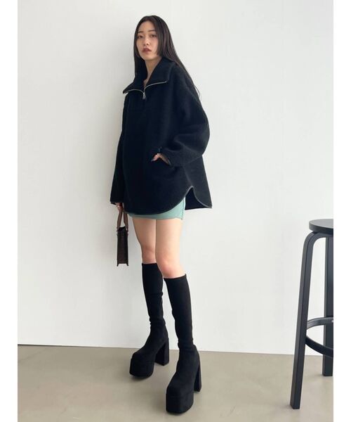 EMODA（エモダ）の「ハーフジップボアプルオーバー（Tシャツ/カットソー・レディース・ブラック/その他・FREE）」の7枚目の写真