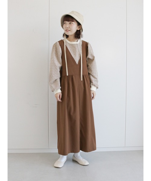 ehka sopo（エヘカソポ）の「ギンガム花柄パフスリーブプルオーバー