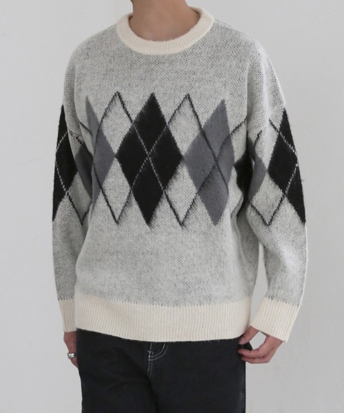 CERCA(チェルカ)の「【BEL】モヘアライク アクリルニット(RS/)(ニット/セーター・メンズ・ホワイト系その他2/ホワイト系その他3/ホワイト系その他4/ブラック系その他2/ブラック系その他3/ブラック系その他4/グレー系その他2/ブラウン系その他2/ベージュ系その他2・LARGE/MEDIUM)」の3枚目の写真