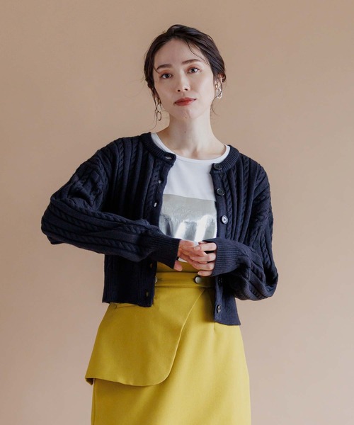 Anside(アンサイド)の「前後2WAYショートカーディガン(カーディガン/ボレロ・レディース・チャコール/グリーン/ブラック・M)」の1枚目の写真