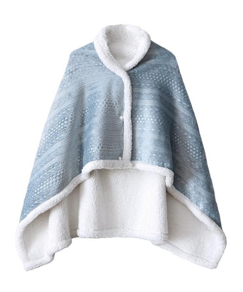 DAY CLOSET（デイ クローゼット）の「【120×85cm】3WAYケーブル編み柄スナップボタン付ボアフリースブランケット（ブランケット・メンズ・グレー/ブルー・ONE SIZE）」の12枚目の写真