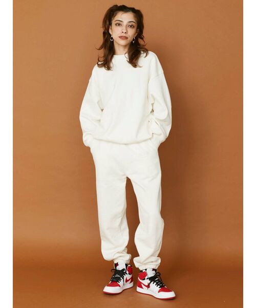 EVRIS（エヴリス）の「スウェットルーズパンツ【セットアップ着用可能】（スウェットパンツ・レディース・ブラック/ホワイト・FREE）」の4枚目の写真