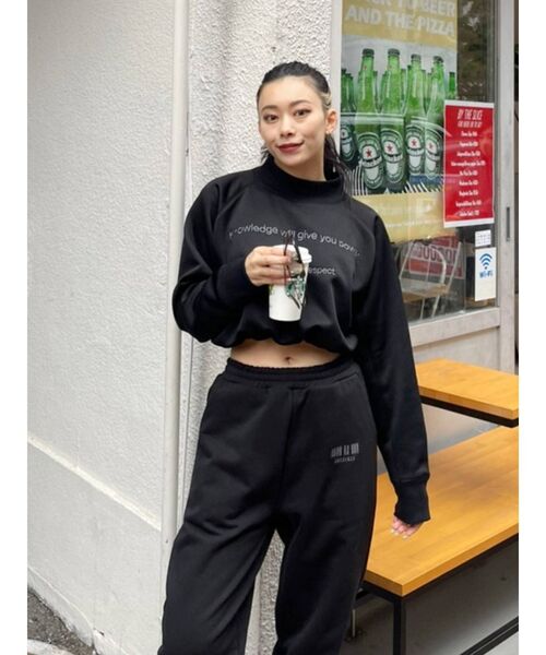 EVRIS（エヴリス）の「スウェットルーズパンツ【セットアップ着用可能】（スウェットパンツ・レディース・ブラック/ホワイト・FREE）」の18枚目の写真