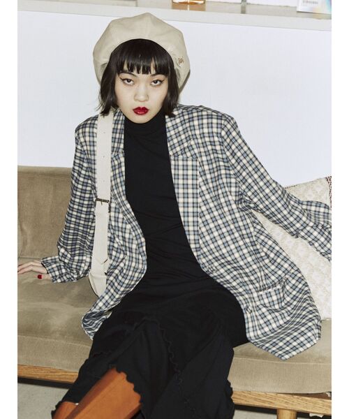 jouetie（ジュエティ）の「BIGベレー（ハンチング/ベレー帽・レディース・ブラック/アイボリー・FREE）」の21枚目の写真