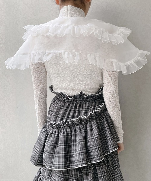 lilLilly(リルリリー)の「フラワーレーストップス(Tシャツ/カットソー・レディース・ホワイト/ブラック・FREE)」の10枚目の写真