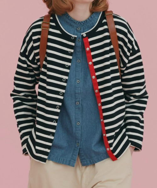 EDIT Gris（エディットグリ）の「スウェットスナップカーディガン（カーディガン/ボレロ・レディース・グリーン/ブルー/ネイビー・FREE）」の2枚目の写真