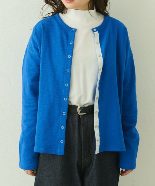 EDIT Gris（エディットグリ）の「スウェットスナップカーディガン（カーディガン/ボレロ・レディース・グリーン/ブルー/ネイビー・FREE）」の11枚目の写真