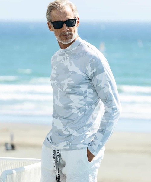 1piu1uguale3 RELAX(ウノピュウノウグァーレトレリラックス)の「1PIU1UGUALE3 RELAX(ウノピゥウノウグァーレトレ リラックス)カモ柄モックネックラッシュガード(ラッシュガード・メンズ・ホワイト/ブラック・S/M/L/XL/XXL)」の14枚目の写真