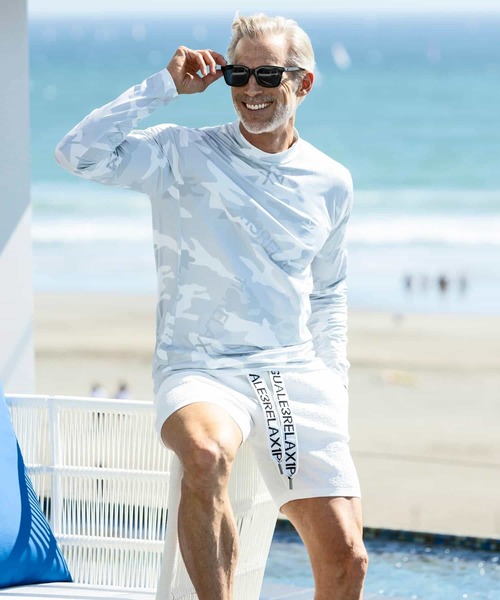 1piu1uguale3 RELAX(ウノピュウノウグァーレトレリラックス)の「1PIU1UGUALE3 RELAX(ウノピゥウノウグァーレトレ リラックス)カモ柄モックネックラッシュガード(ラッシュガード・メンズ・ホワイト/ブラック・S/M/L/XL/XXL)」の17枚目の写真