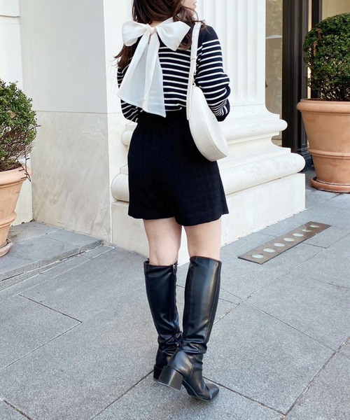 one after another NICE CLAUP（ワンアフターアナザーナイスクラップ）の「2wayボウタイベルスリーブニット（ニット/セーター・レディース・ブラック系その他/ピンク系その他/オフホワイト/ブラック/ホワイト系その他・FREE）」の9枚目の写真