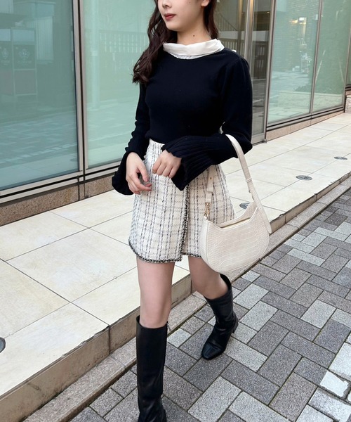 one after another NICE CLAUP（ワンアフターアナザーナイスクラップ）の「2wayボウタイベルスリーブニット（ニット/セーター・レディース・ブラック系その他/ピンク系その他/オフホワイト/ブラック/ホワイト系その他・FREE）」の21枚目の写真