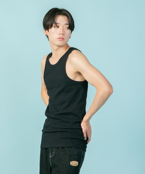 HANES（ヘインズ）の「【Hanes/ヘインズ】BEEFY　ビーフィー　リブタンクトップ　無地　フラットシーマ縫製（タンクトップ・メンズ・ホワイト/ネイビー/ブラック/杢グレー・LARGE/X-LARGE/MEDIUM）」の13枚目の写真