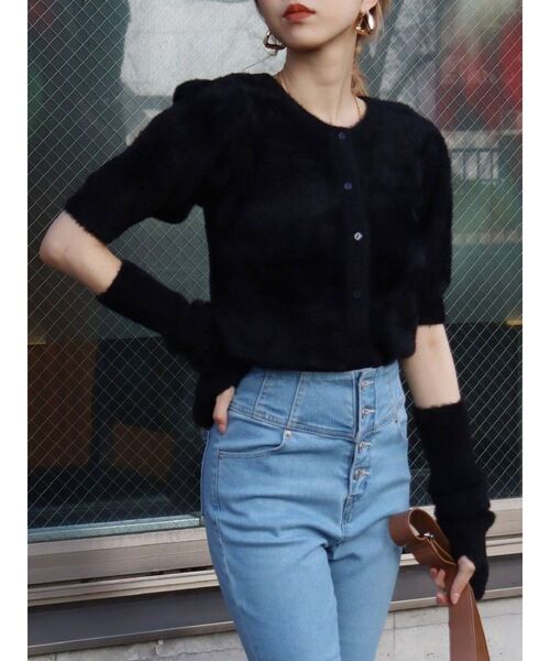 EVRIS（エヴリス）の「ファンシーヤーンアームウォーマーニットトップス（ニット/セーター・レディース・ブラック/パープル/アイボリー・FREE）」の9枚目の写真