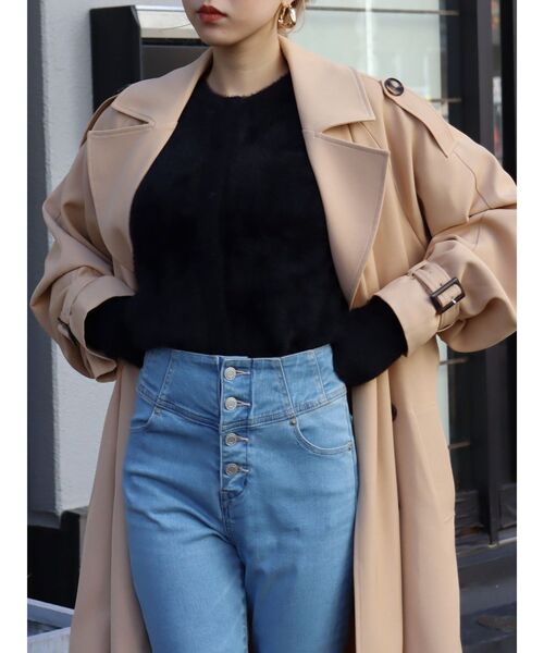 EVRIS（エヴリス）の「ファンシーヤーンアームウォーマーニットトップス（ニット/セーター・レディース・ブラック/パープル/アイボリー・FREE）」の17枚目の写真